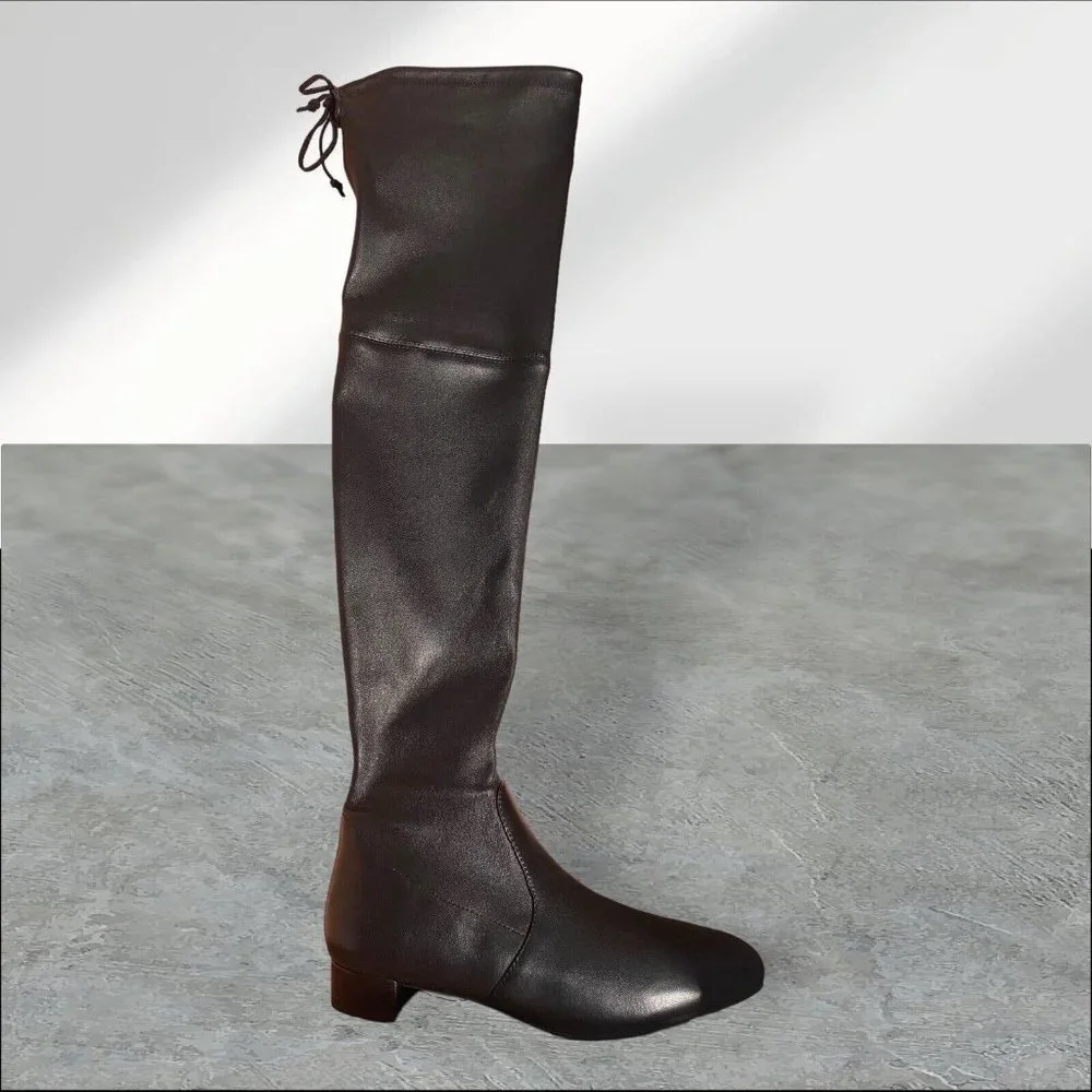 Stuart Weitzman Womans Genna 25 Over The Knee City Boot Black Leather SZ 7‎